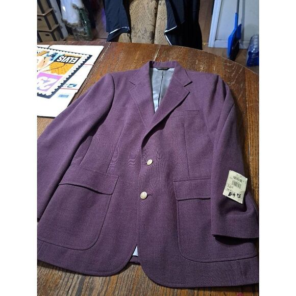 New 38R Regent Burgandy Wine Suit Sports Coat Jacket Blazer NWT Single Breast - Picture 1 of 6